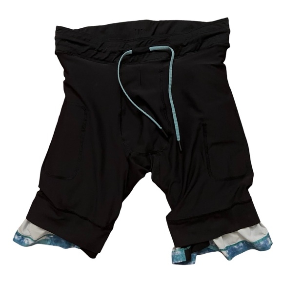 Lululemon T.H.E. Shorts Mens Size M Lined 9" Running Tie-Dye Green Striped - Picture 4 of 5